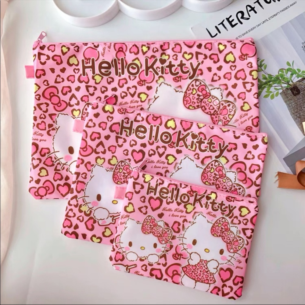 Hello Kitty 3 pcs set clutch bag cosmetic bag New